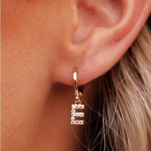 14K Plated Pave Drop Initial Earring (7400)